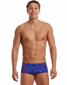 Frequency Classic Swim Trunks - Blue/Red funky trunks swim shorts, mens funky trunks swimwear