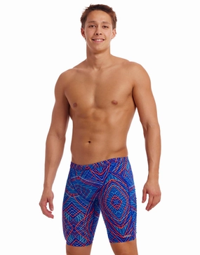 Frequency Swim Training Jammers - Blue/Red funky trunks swim shorts, mens funky trunks swimwear