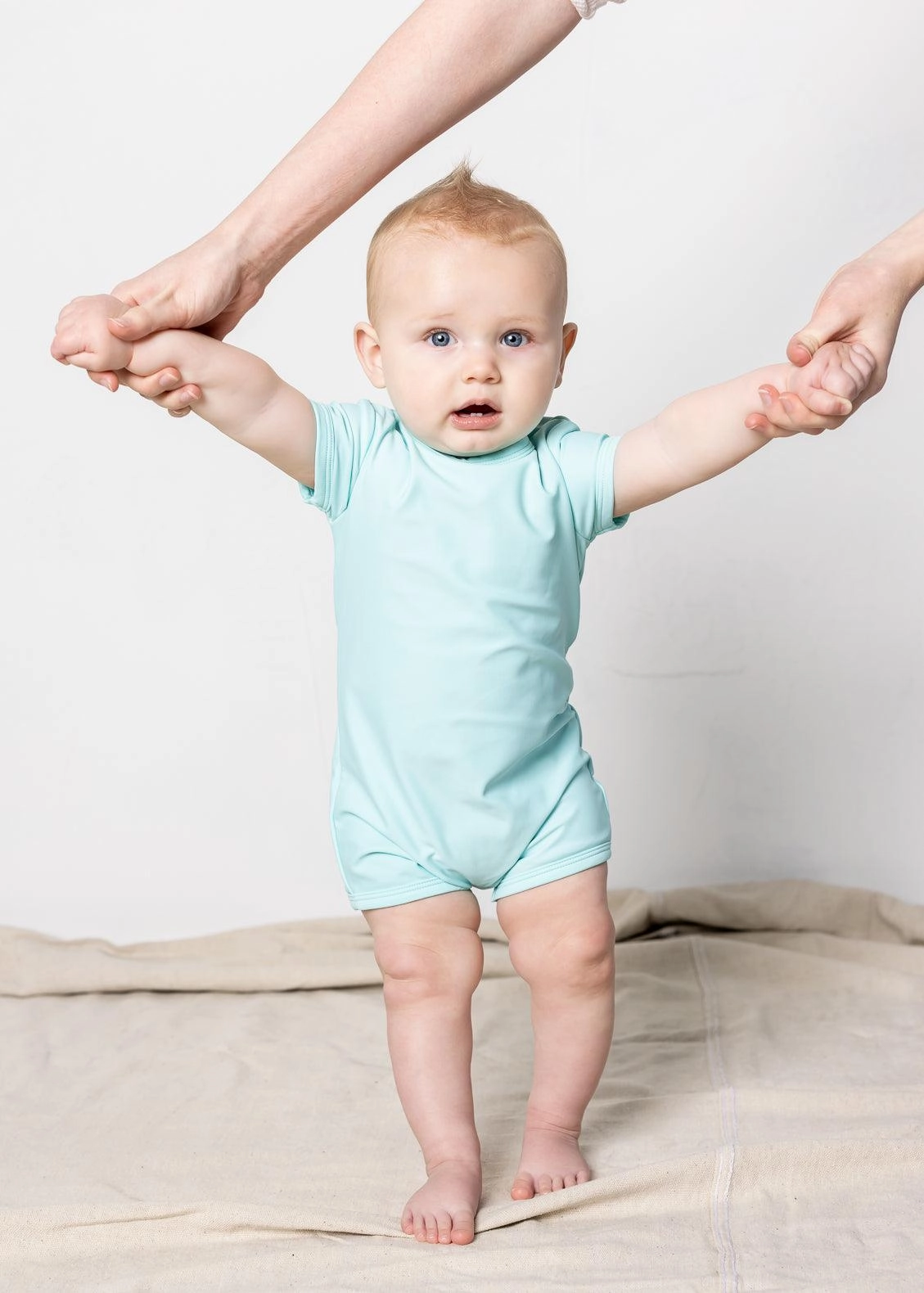 Fresh Mint | Baby Shorties Rashguard (Unisex) boys summer swimwear, boys rash guard swim sets