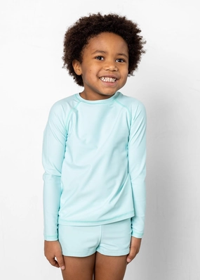 Fresh Mint | Mini Rashguard Top (Unisex) boys summer swimwear, boys rash guard swim sets