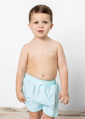 Fresh Mint | Mini Retro Shorties boys summer swimwear, boys rash guard swim sets