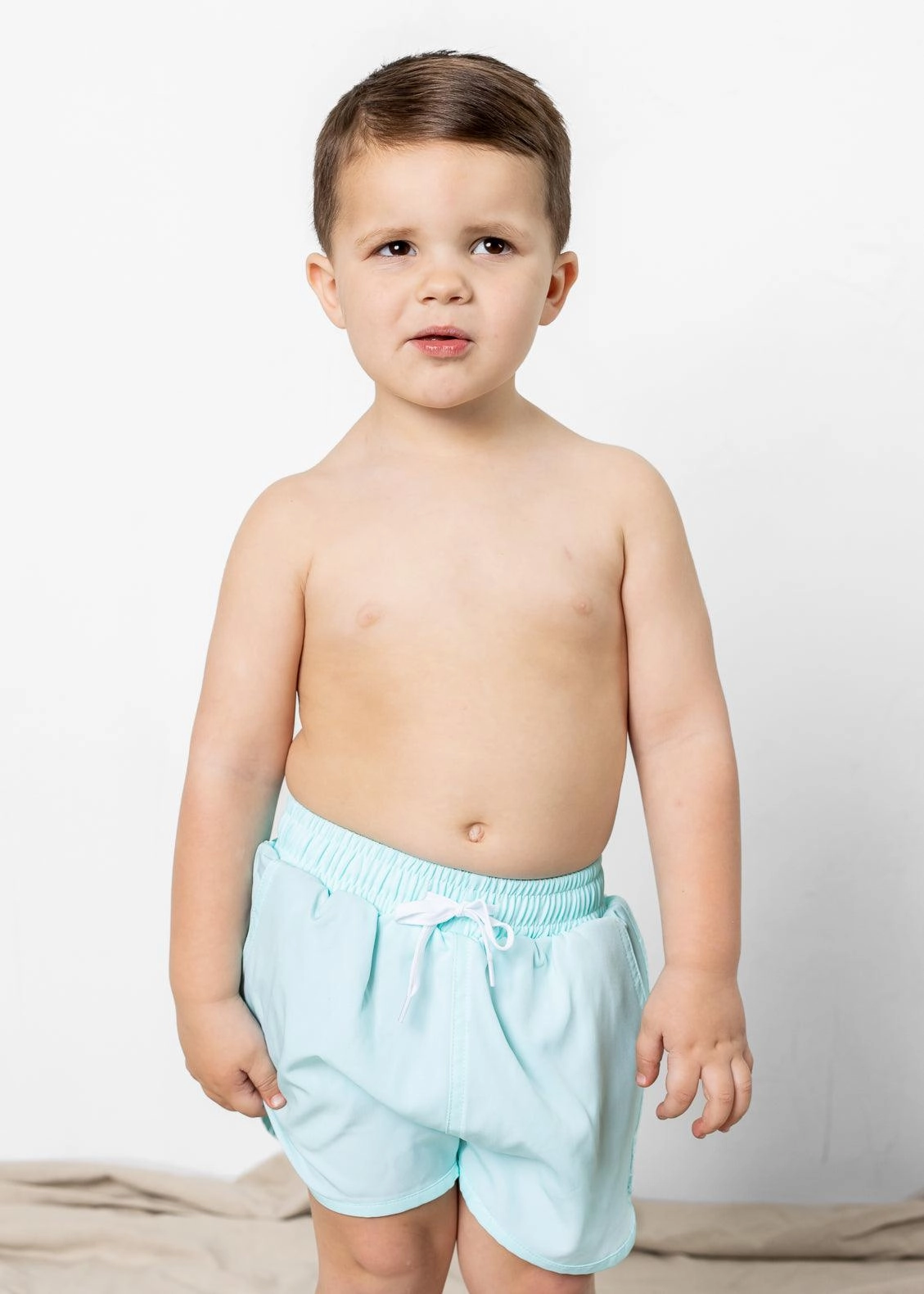 Fresh Mint | Mini Retro Shorties boys summer swimwear, boys rash guard swim sets