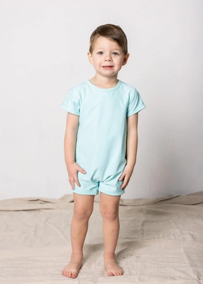 Fresh Mint | Mini Shorties Rashguard (Unisex) boys summer swimwear, boys rash guard swim sets