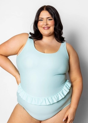 Fresh Mint | Skirted One-Piece tankini swim tops, adjustable bikini tops