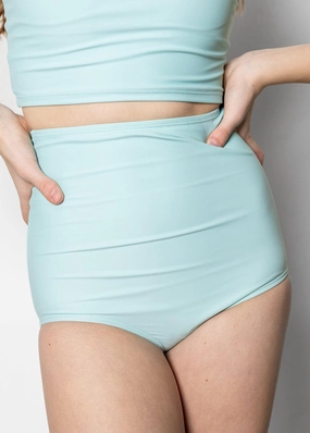 Fresh Mint | Youth High-Waisted Bottoms girls full coverage swimwear, kids swimwear for pool