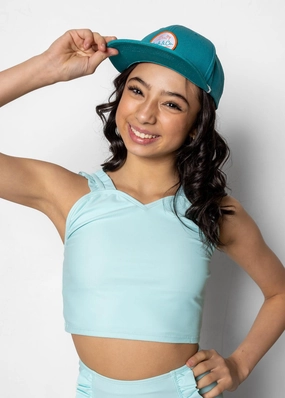 Fresh Mint | Youth Ripple Top girls full coverage swimwear, kids swimwear for pool