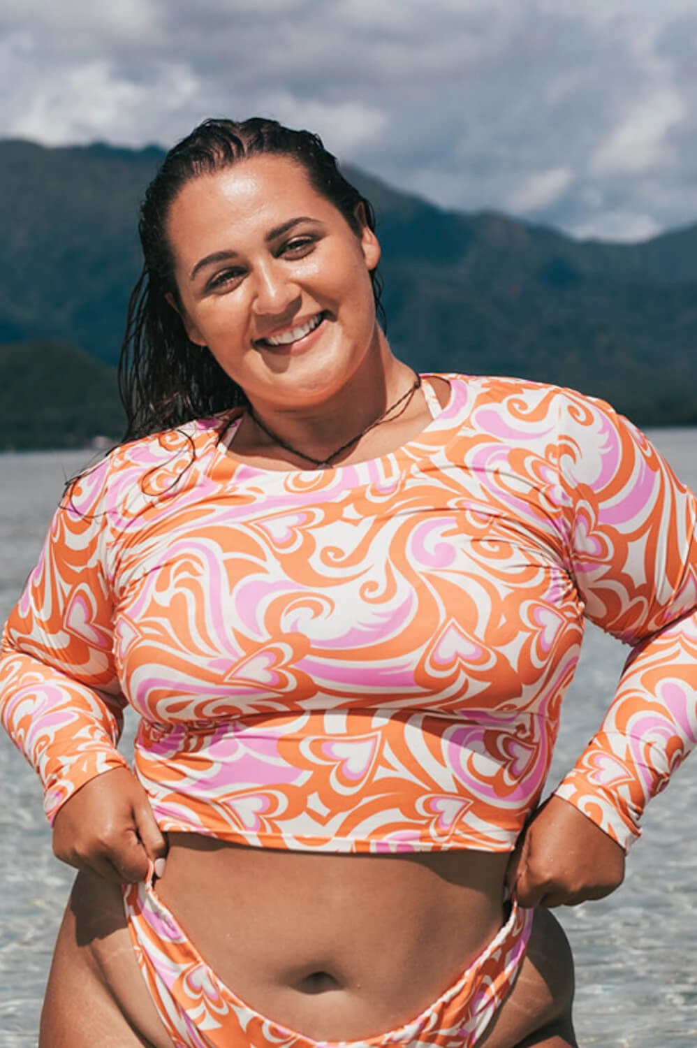 Freya Long Sleeved Crop Rashie - Darlin all types of swimwear, stylish swimwear for all body types