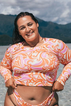 Freya Long Sleeved Crop Rashie - Darlin all types of swimwear, stylish swimwear for all body types