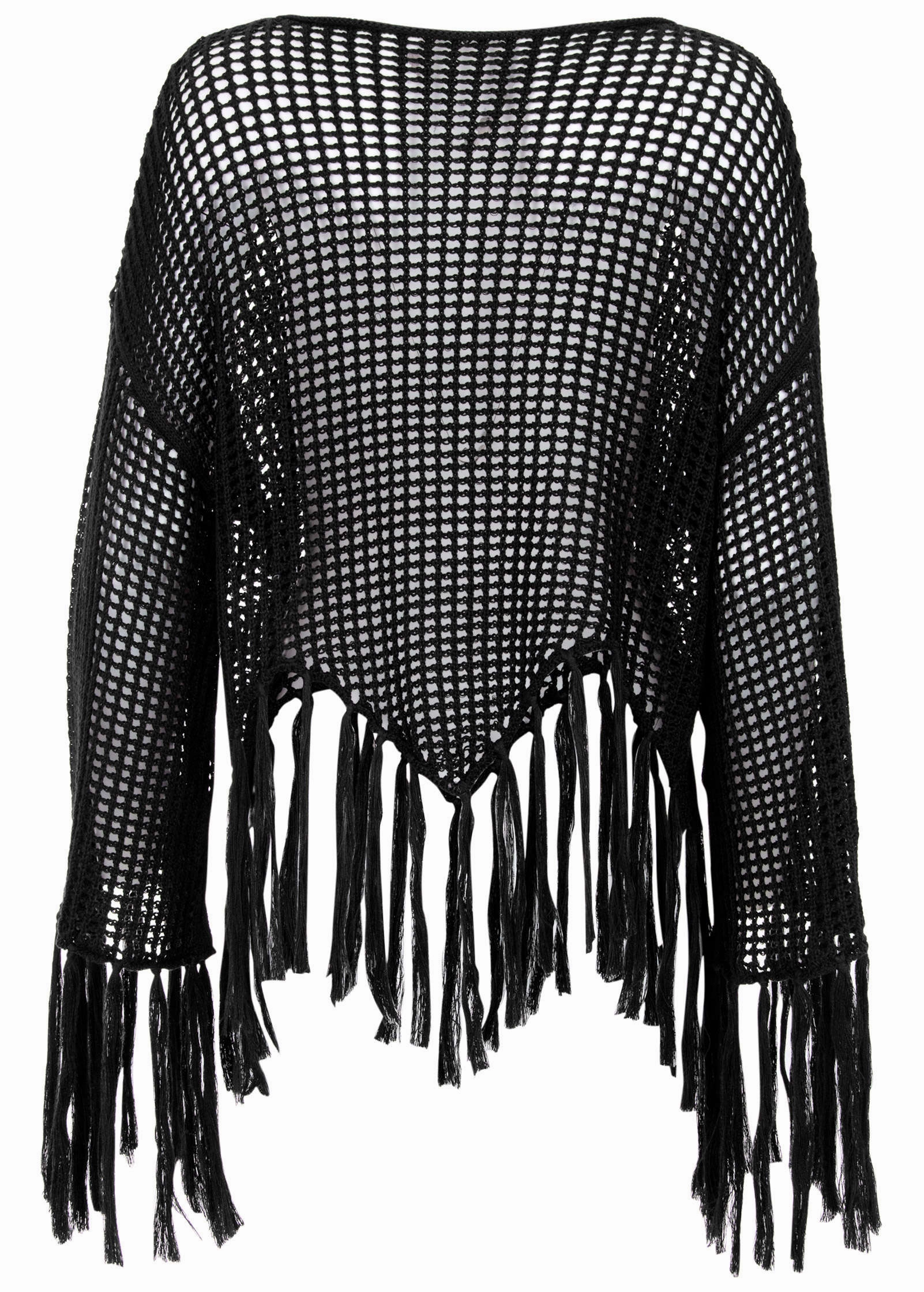 Fringe Crochet Cover-Up - Black Beauty