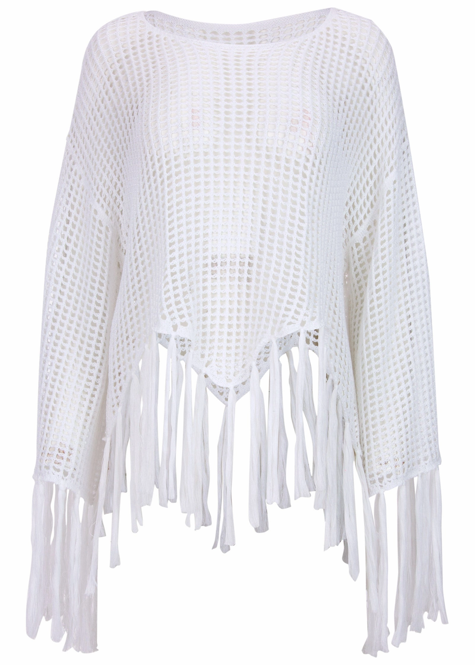 Fringe Crochet Cover-Up - Cream