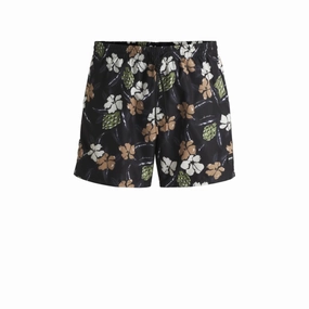 Fully lined swim shorts with seasonal print mens full coverage swimwear, stylish mens swim trunks
