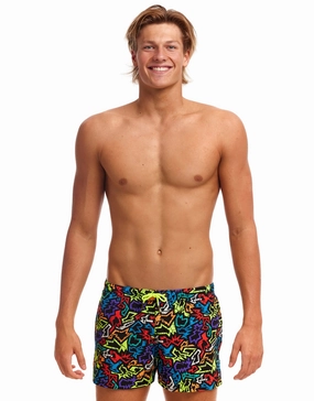 Funk Me Shorty Swim Shorts - Black/Multi funky trunks swim shorts, mens funky trunks swimwear