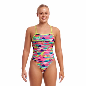 Funkita Blurred Babe Strapped In Ladies Swimsuit swim training suits women, performance one piece swimsuits