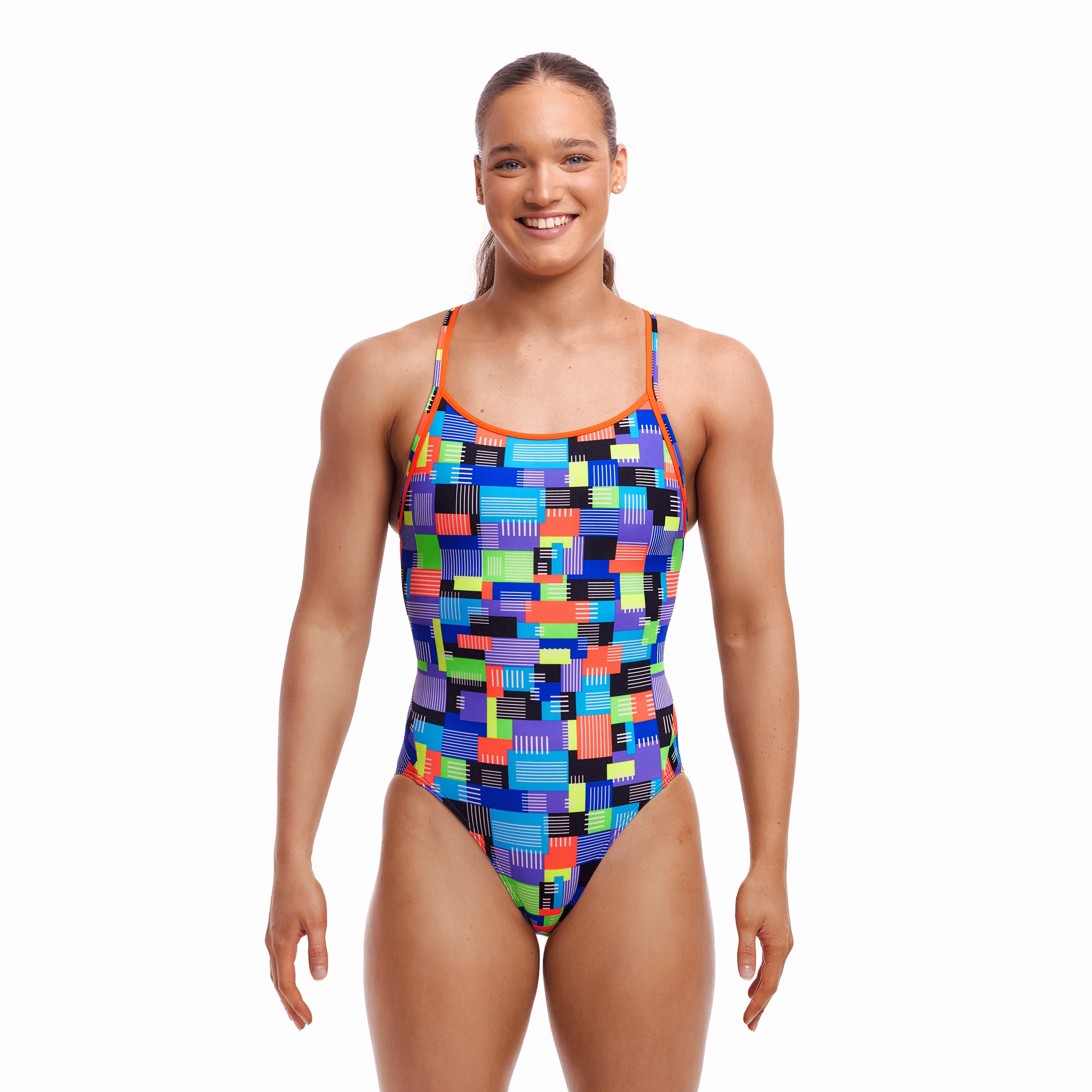 Funkita Chip Set Diamond Back Ladies Swimsuit swim training suits women, performance one piece swimsuits