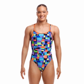 Funkita Chip Set Diamond Back Ladies Swimsuit swim training suits women, performance one piece swimsuits