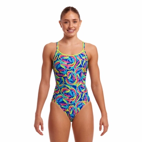 Funkita Choppy Waters Diamond Back Ladies Swimsuit swim training suits women, performance one piece swimsuits