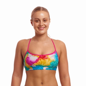Funkita Cloudy Colours Ladies Swim Crop Top swim training suits women, performance one piece swimsuits