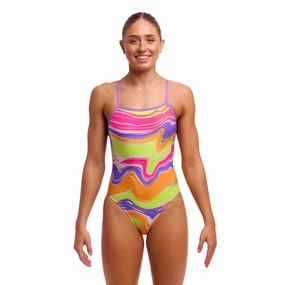 Funkita Colour Contour Tie Me Tight Ladies Swimsuit swim training suits women, performance one piece swimsuits