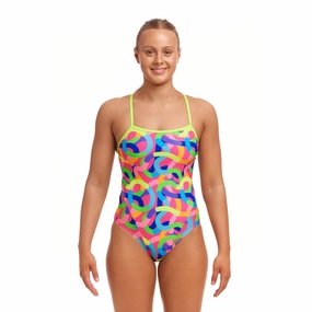 Funkita Curly Wurly Single Strap Ladies Swimsuit swim training suits women, performance one piece swimsuits
