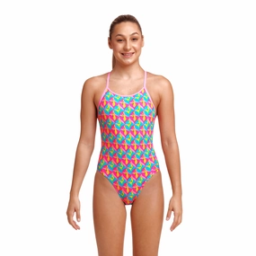 Funkita Foxy Friends Girl's Diamond Back One Piece Swimsuit swim training suits women, performance one piece swimsuits