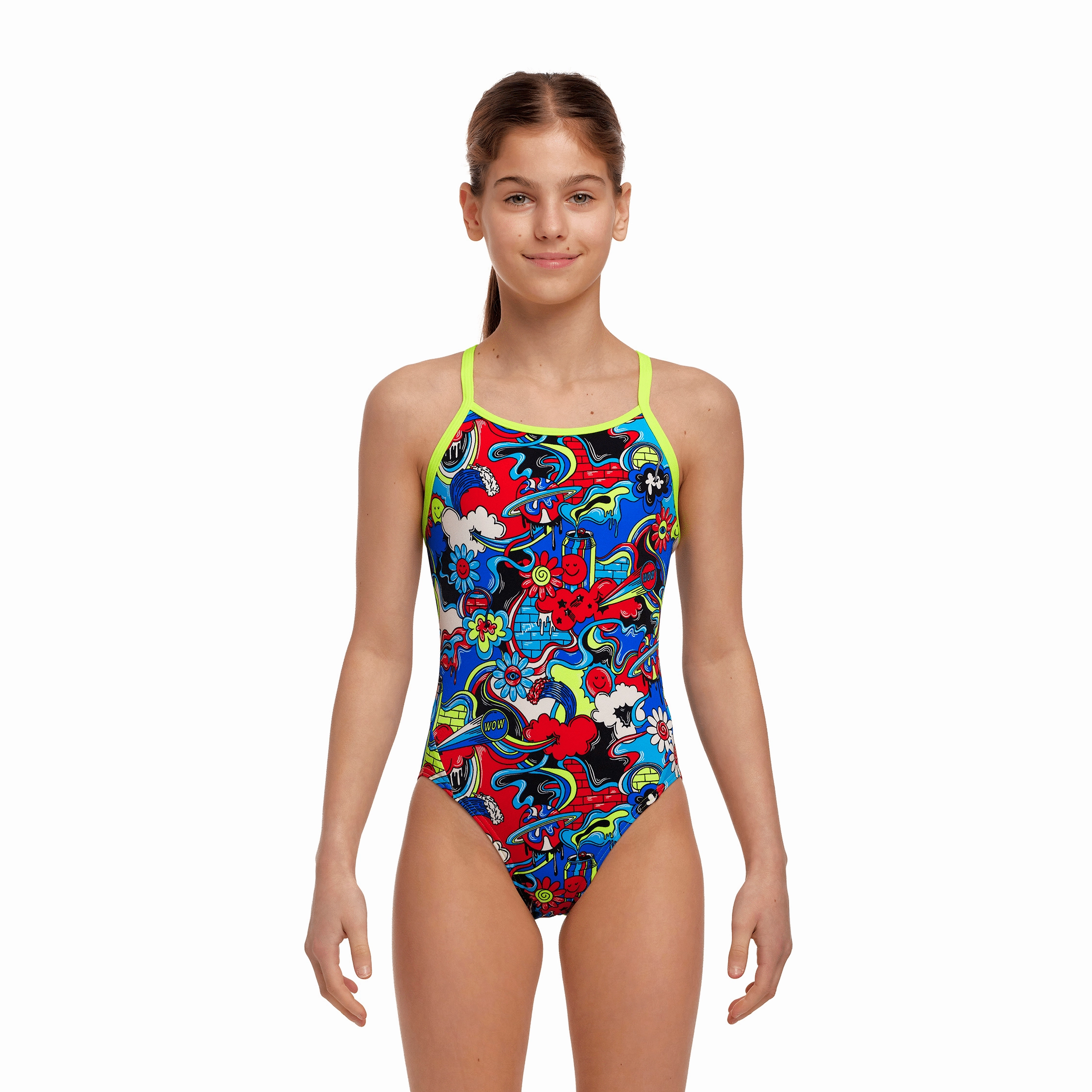 Funkita Happy Jack Girl's Diamond Back One Piece Swimsuit swim training suits women, performance one piece swimsuits