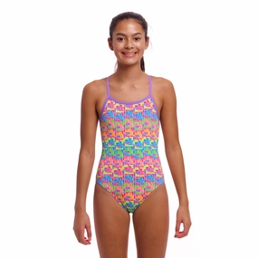 Funkita Jig Jag Single Strap Girls Swimsuit swim training suits women, performance one piece swimsuits