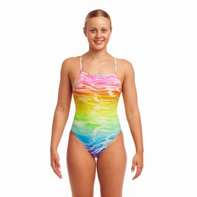 Funkita Lake Acid Tie Me Tight Ladies Swimsuit swim training suits women, performance one piece swimsuits