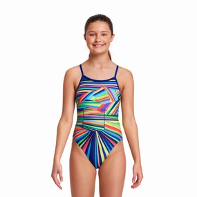 Funkita Land Lines Single Strap Girls Swimsuit swim training suits women, performance one piece swimsuits