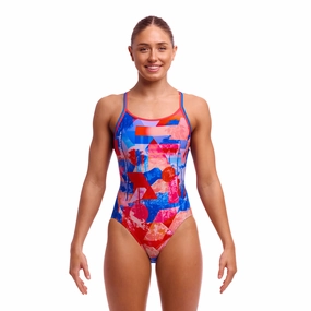 Funkita Miss Adventure Diamond Back Ladies Swimsuit swim training suits women, performance one piece swimsuits