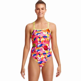 Funkita Pink Pluto Ladies Single Strap Swimsuit swim training suits women, performance one piece swimsuits