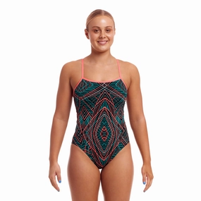 Funkita Spiro Mint Swim Secure Ladies Swimsuit swim training suits women, performance one piece swimsuits