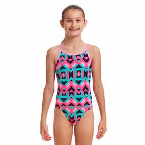 Funkita Square Stare Diamond Back Girls Swimsuit swim training suits women, performance one piece swimsuits
