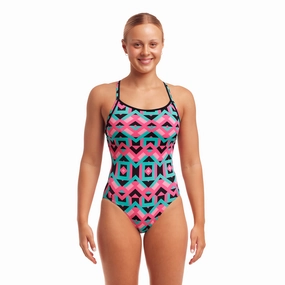 Funkita Square Stare Diamond Back Ladies Swimsuit swim training suits women, performance one piece swimsuits