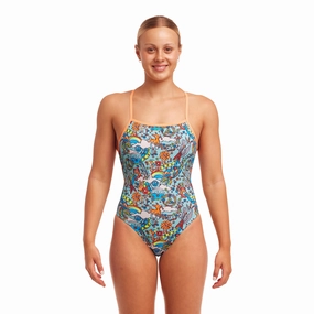 Funkita Sunny Bunny Tie Me Tight Ladies Swimsuit swim training suits women, performance one piece swimsuits