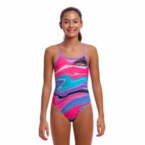 Funkita Sweetest Swirl Single Strap Girls Swimsuit swim training suits women, performance one piece swimsuits