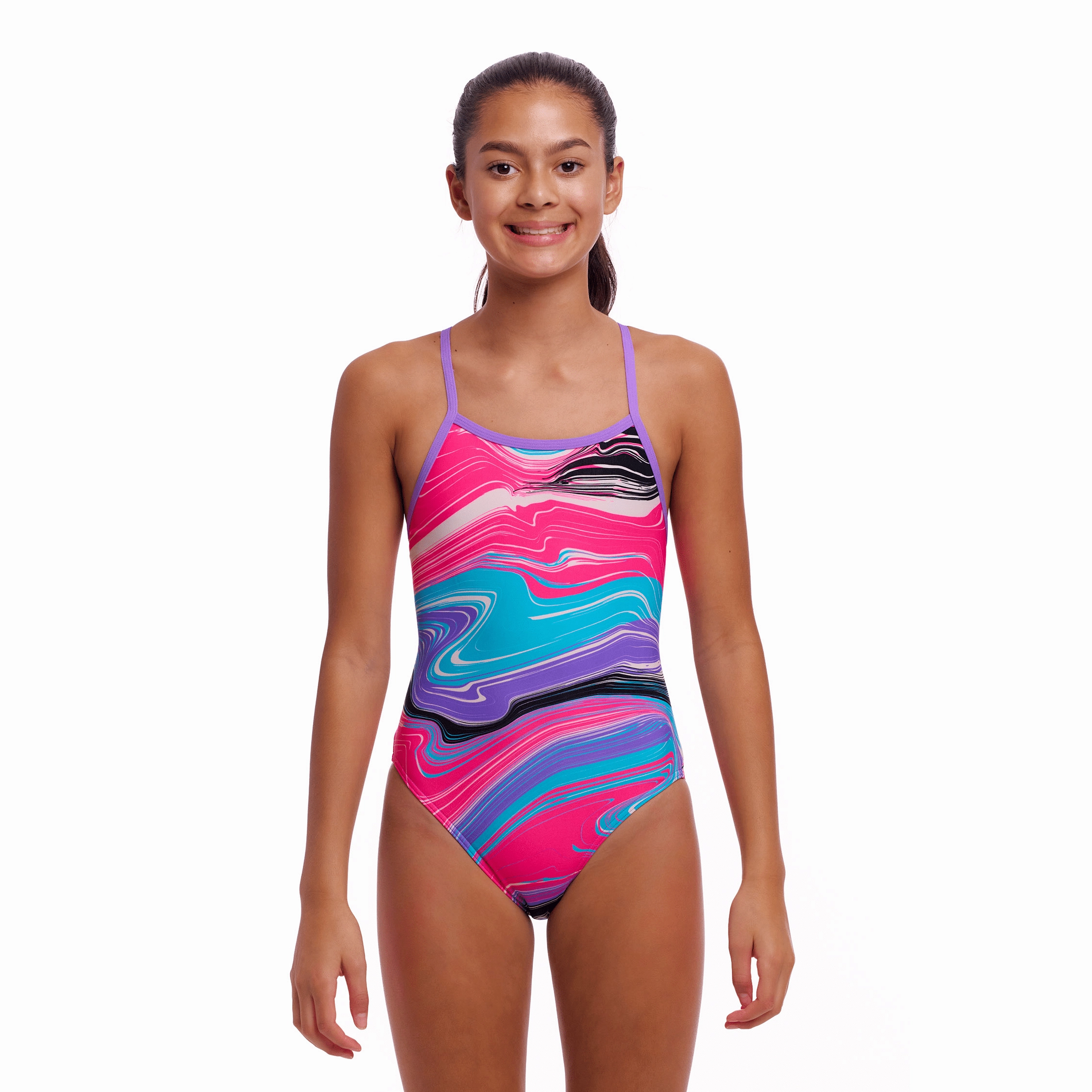 Funkita Sweetest Swirl Single Strap Girls Swimsuit swim training suits women, performance one piece swimsuits