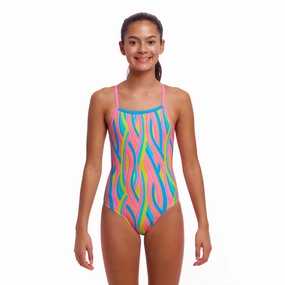 Funkita Swirly Straws Strapped In Girls Swimsuit swim training suits women, performance one piece swimsuits