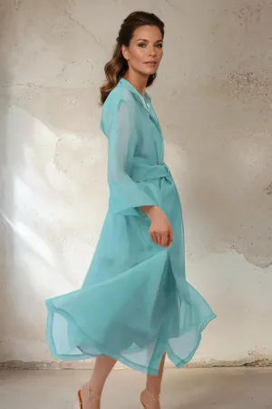 GABRIELLE DRESS IN SILK ORGANZA AQUAMARINE