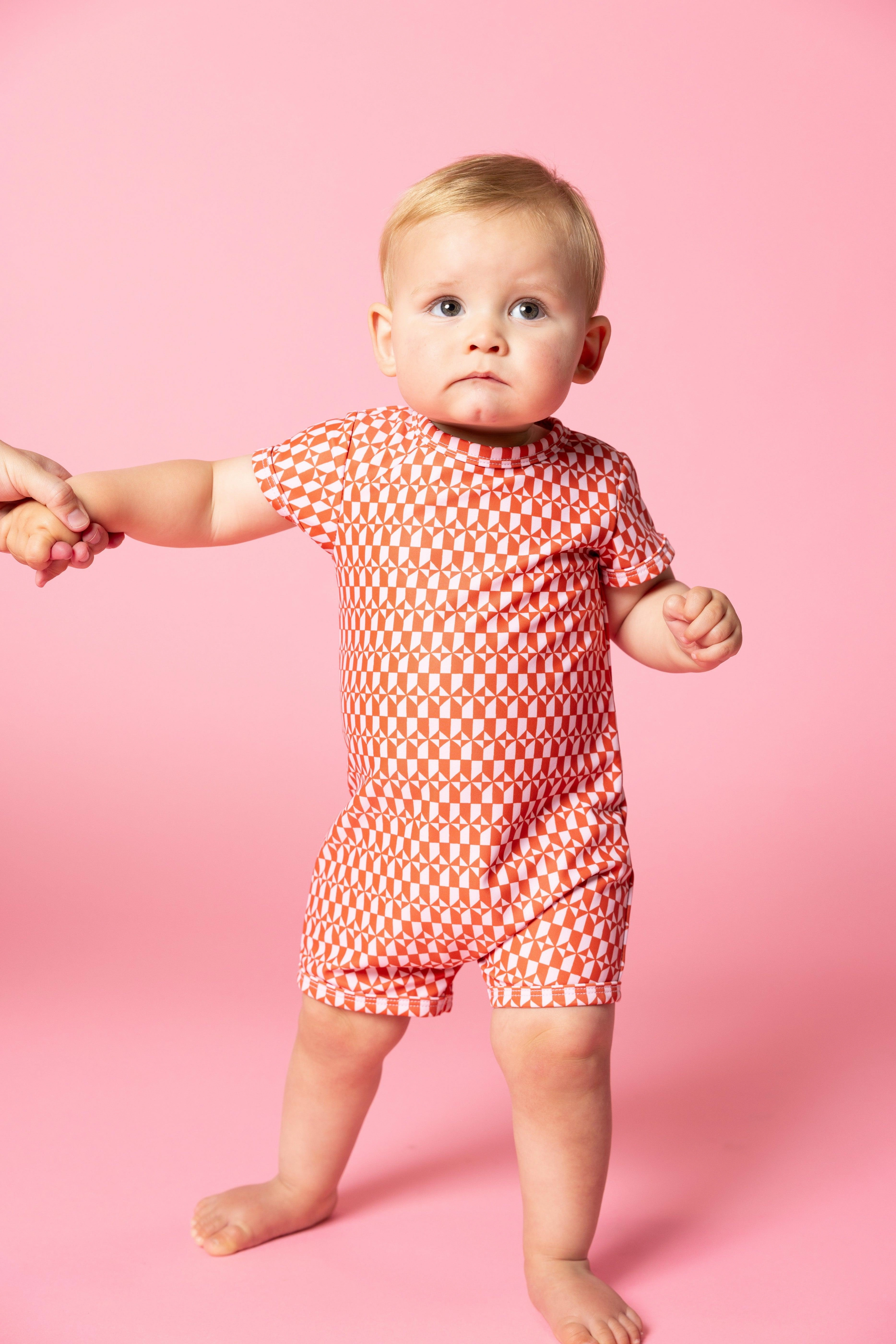 Geometric | Baby Shorties Rashguard (Unisex) boys summer swimwear, boys rash guard swim sets