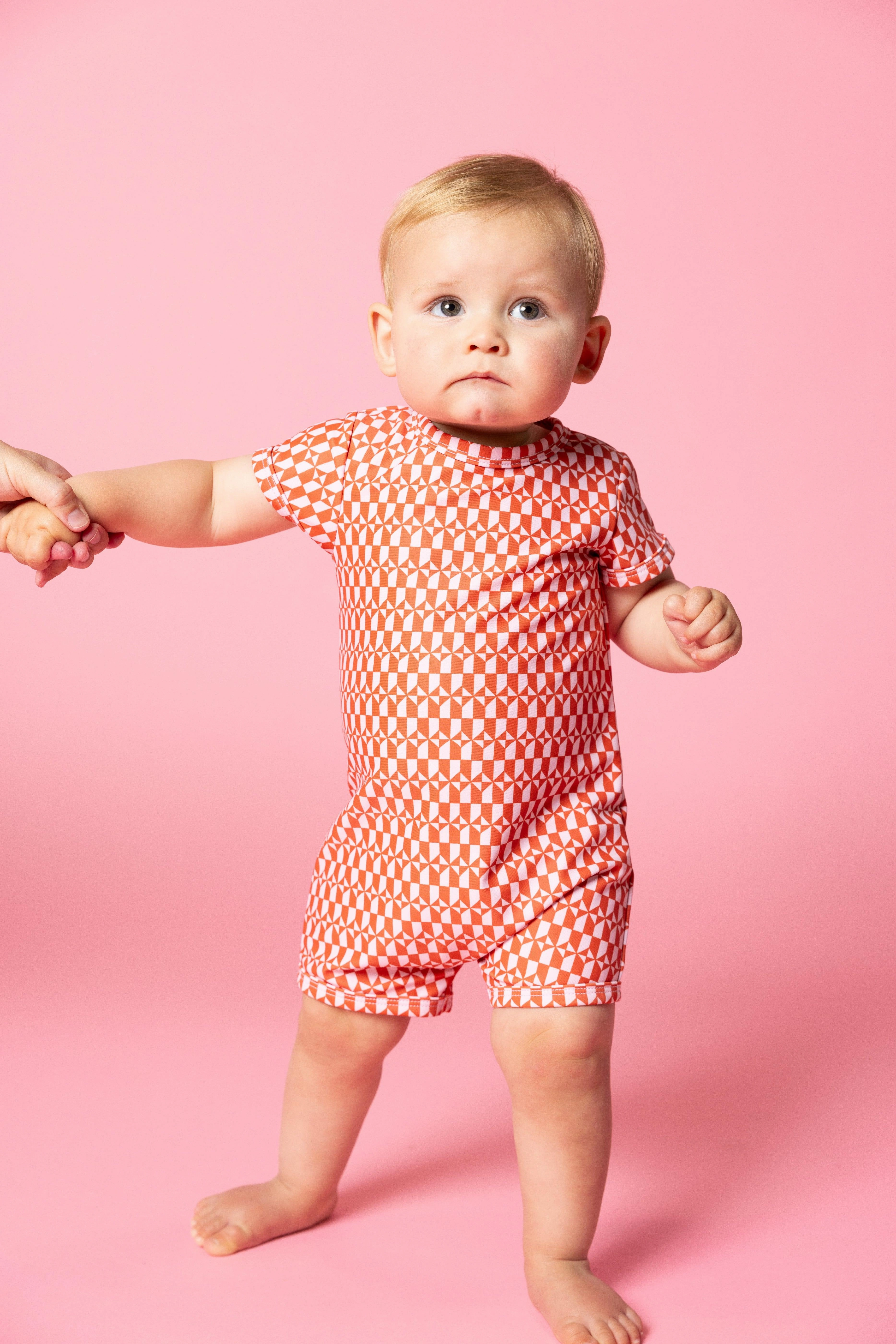 Geometric | Baby Shorties Rashguard (Unisex) girls full coverage swimwear, kids swimwear for pool