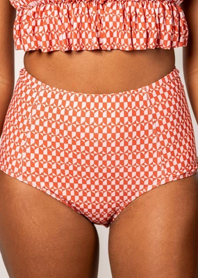 Geometric | High-Waisted Bottoms elastic waistband swim bottoms, mix-and-match bikini bottoms