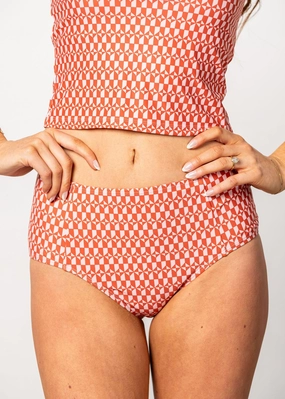 Geometric | Mid-Rise Bottoms elastic waistband swim bottoms, mix-and-match bikini bottoms