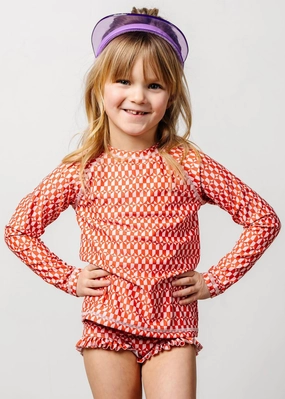 Geometric | Mini Rashguard Top (Unisex) girls full coverage swimwear, kids swimwear for pool