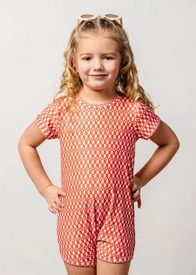 Geometric | Mini Shorties Rashguard (Unisex) girls full coverage swimwear, kids swimwear for pool