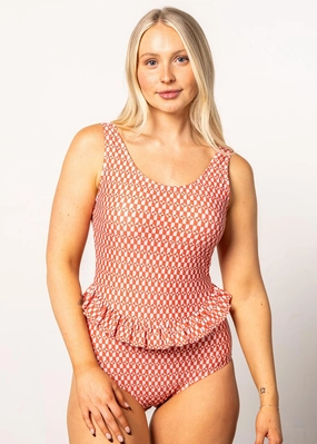 Geometric | Skirted One-Piece tankini swim tops, adjustable bikini tops