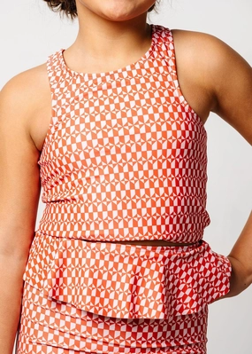 Geometric | Youth Racer Back Top girls full coverage swimwear, kids swimwear for pool
