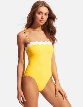Gia Ric Rac Bandeau Swimsuit - Citron pool-ready swimwear for women, trendy swimwear collection
