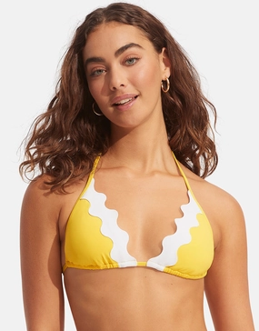 Gia Ric Rac Slide Tri Bikini Top - Citron full coverage swim tops, cute bikini tops