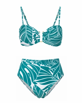 Gina Top   Hi Waist Hi Leg Bottom In Isle of Palms bikini bottom with tie sides, swim top for sunbathing