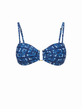 Gina Top In Denim Noir fashionable beach swimwear, modern womens bikinis
